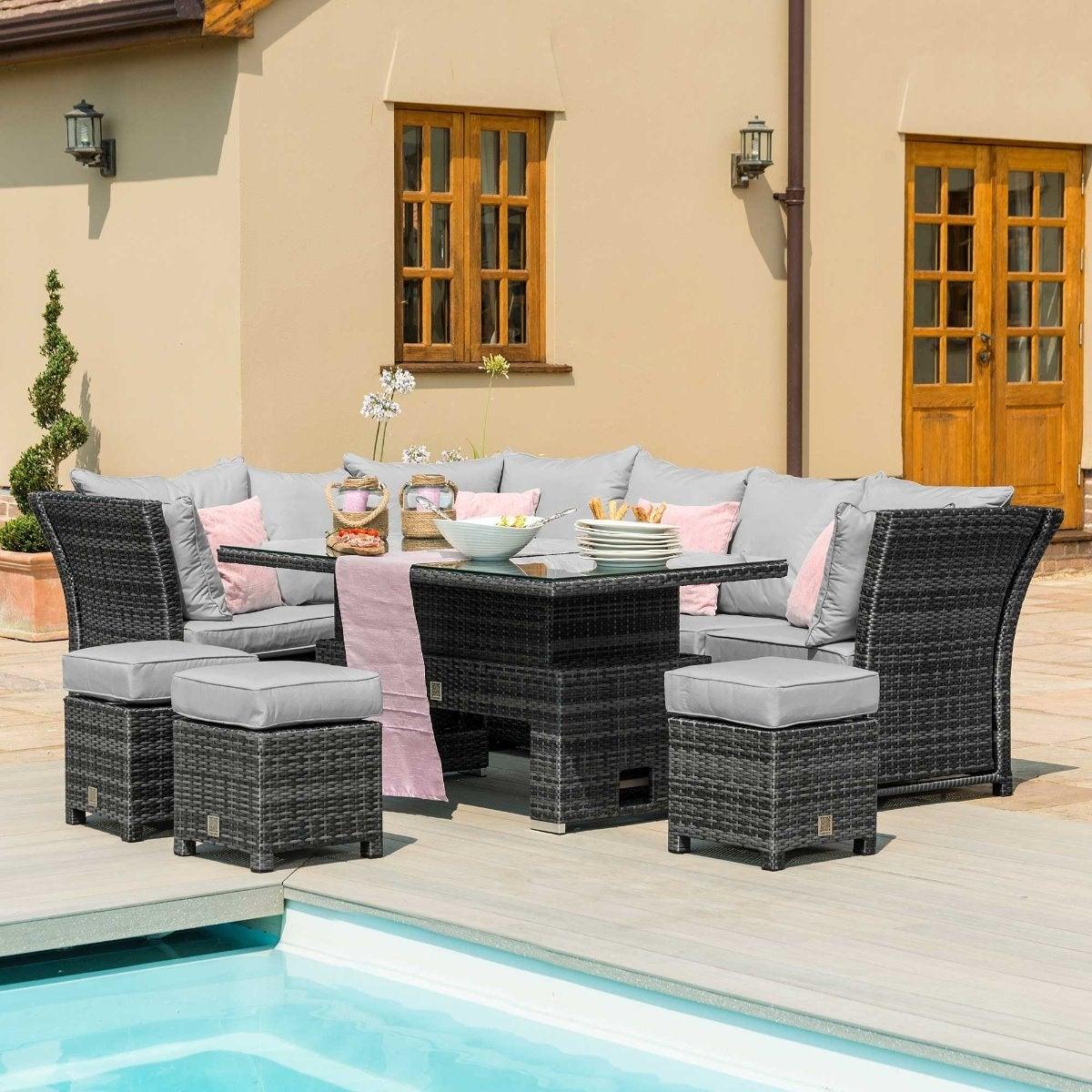 Dorset Garden Corner Dining Set with Rising Table, Grey | Barker & Stonehouse – image 2