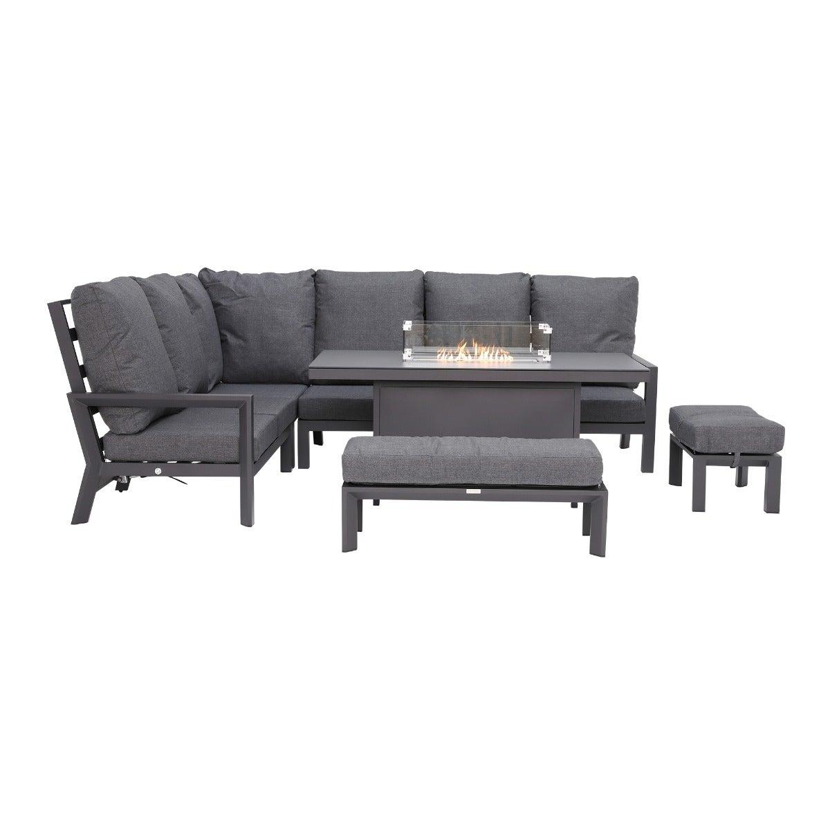 Maine Reclining Corner Garden Dining Set with Fire Pit, Grey | Barker & Stonehouse – image 2