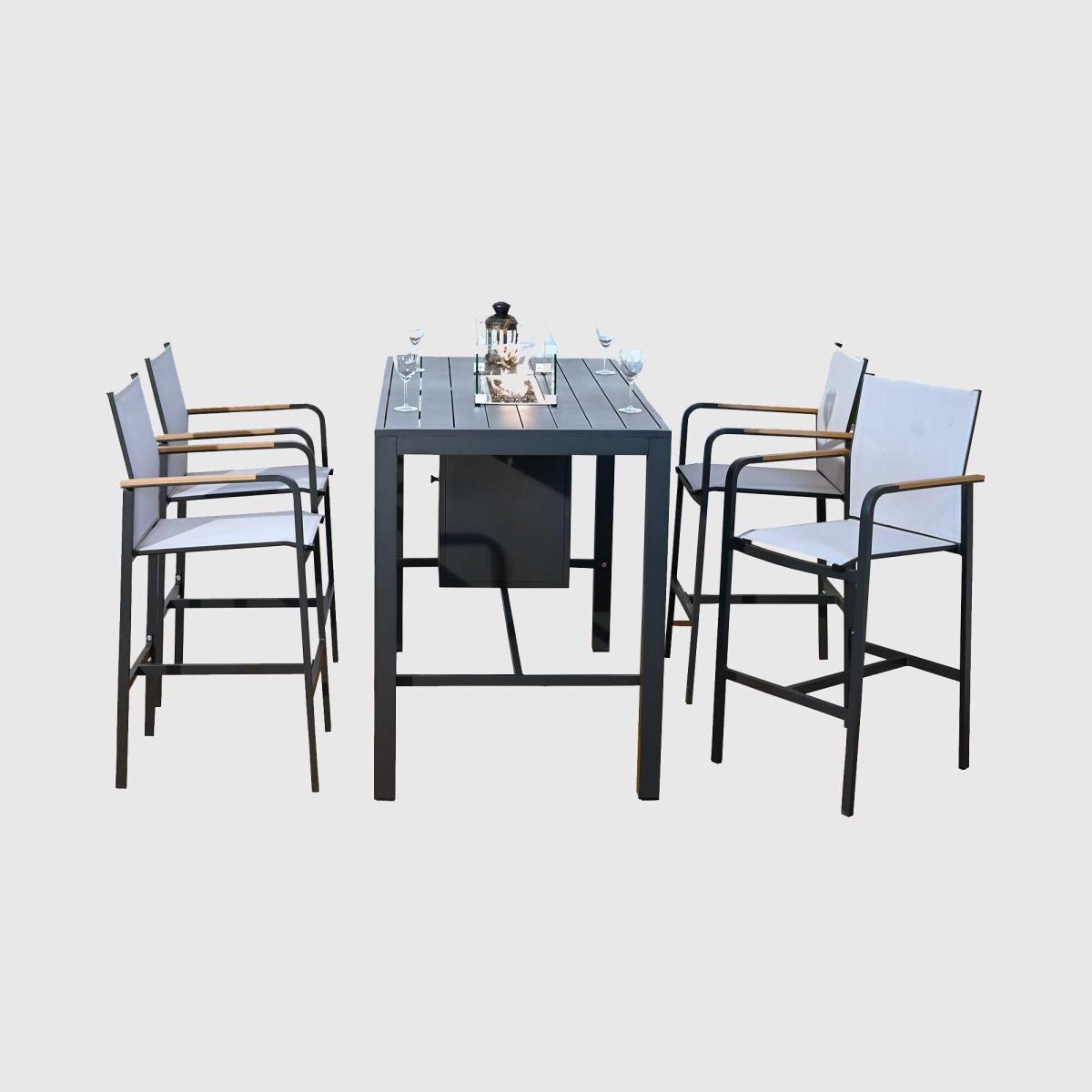 Ischia 4 Seater Bar Set With Fire Pit, Grey | Barker & Stonehouse – image 2