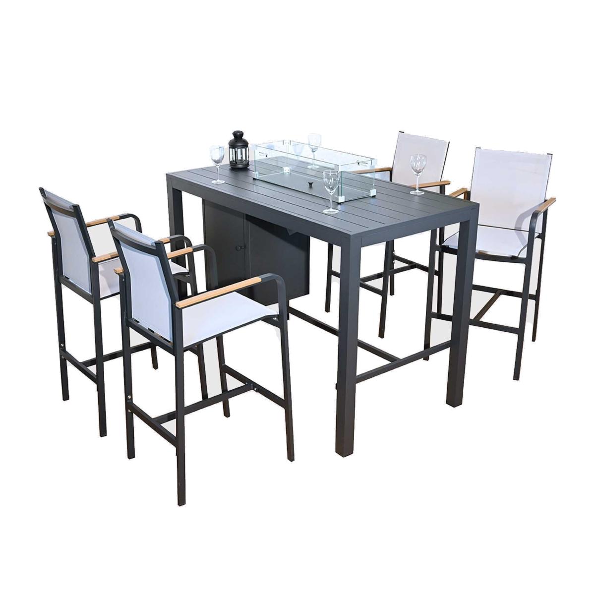 Ischia 4 Seater Bar Set With Fire Pit, Grey | Barker & Stonehouse – image 1
