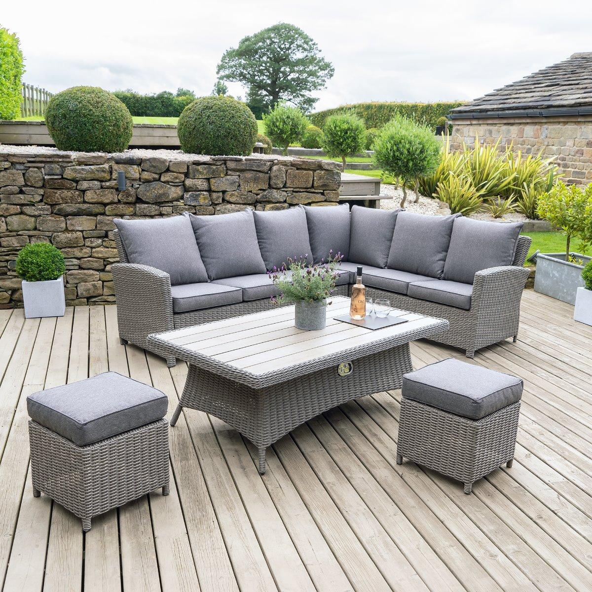 Murcia Right Hand Facing Garden Corner Dining Set, Grey | Barker & Stonehouse – image 2