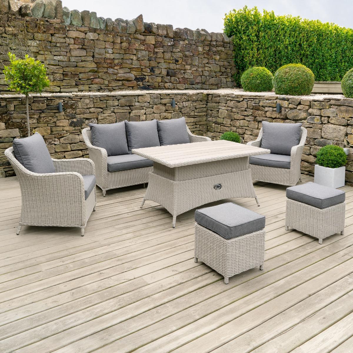 Corsica Garden 7 Seater Sofa Set With Rising Table, Grey | Barker & Stonehouse – image 2