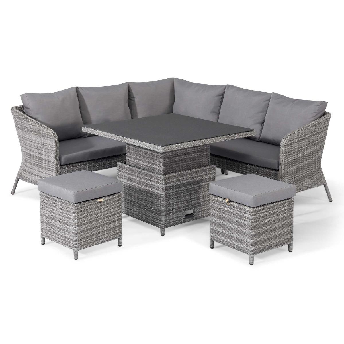 Levisham Corner Garden 6 Seater Sofa Dining Set, Grey | Barker & Stonehouse – image 3