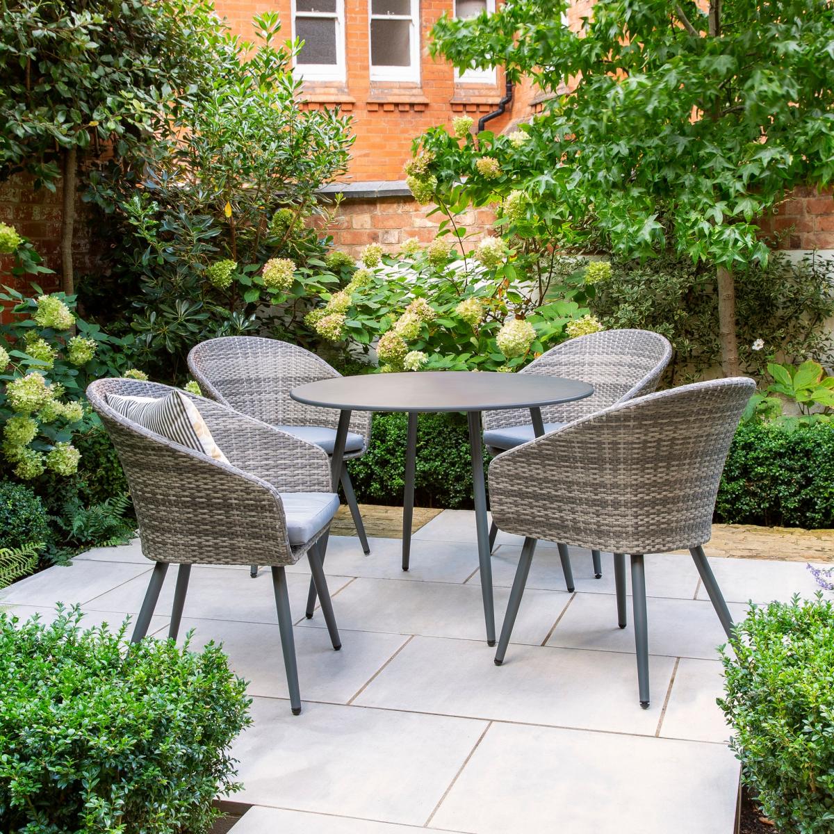 Budapest 4 Seater Rattan Dining Set Grey – image 2