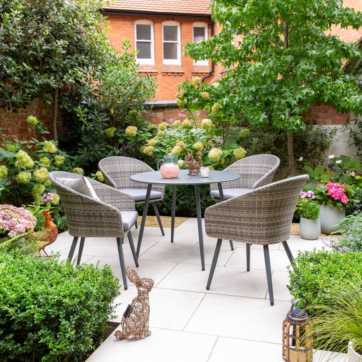 Budapest 4 Seater Rattan Dining Set Grey – image 1