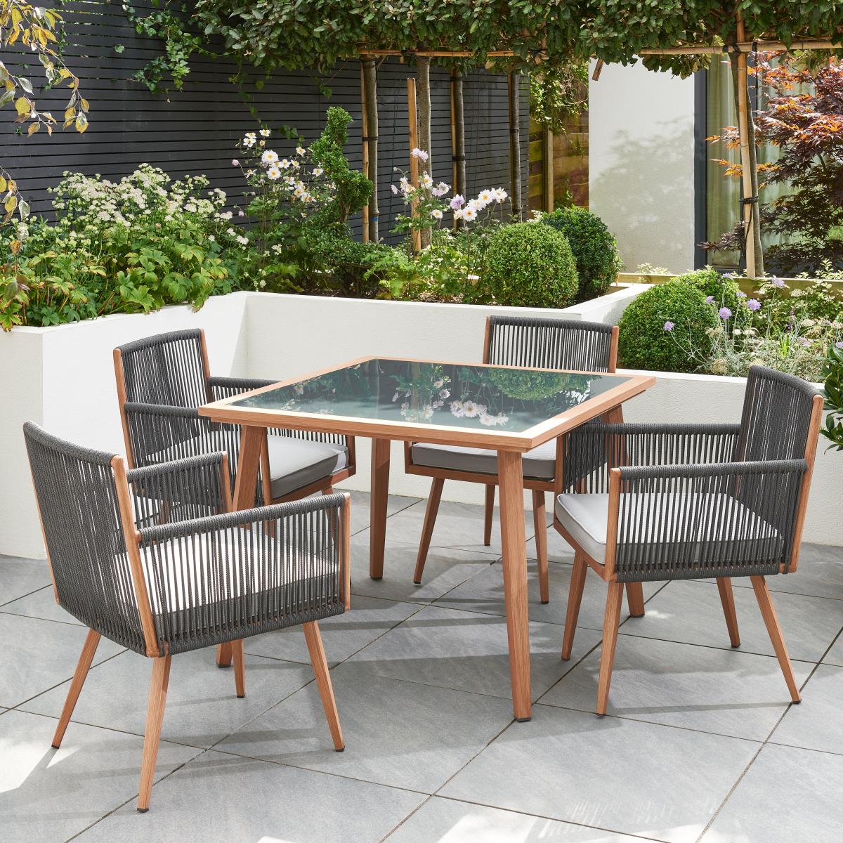 Elements Rope 4 Seater Dining Set Grey – image 2