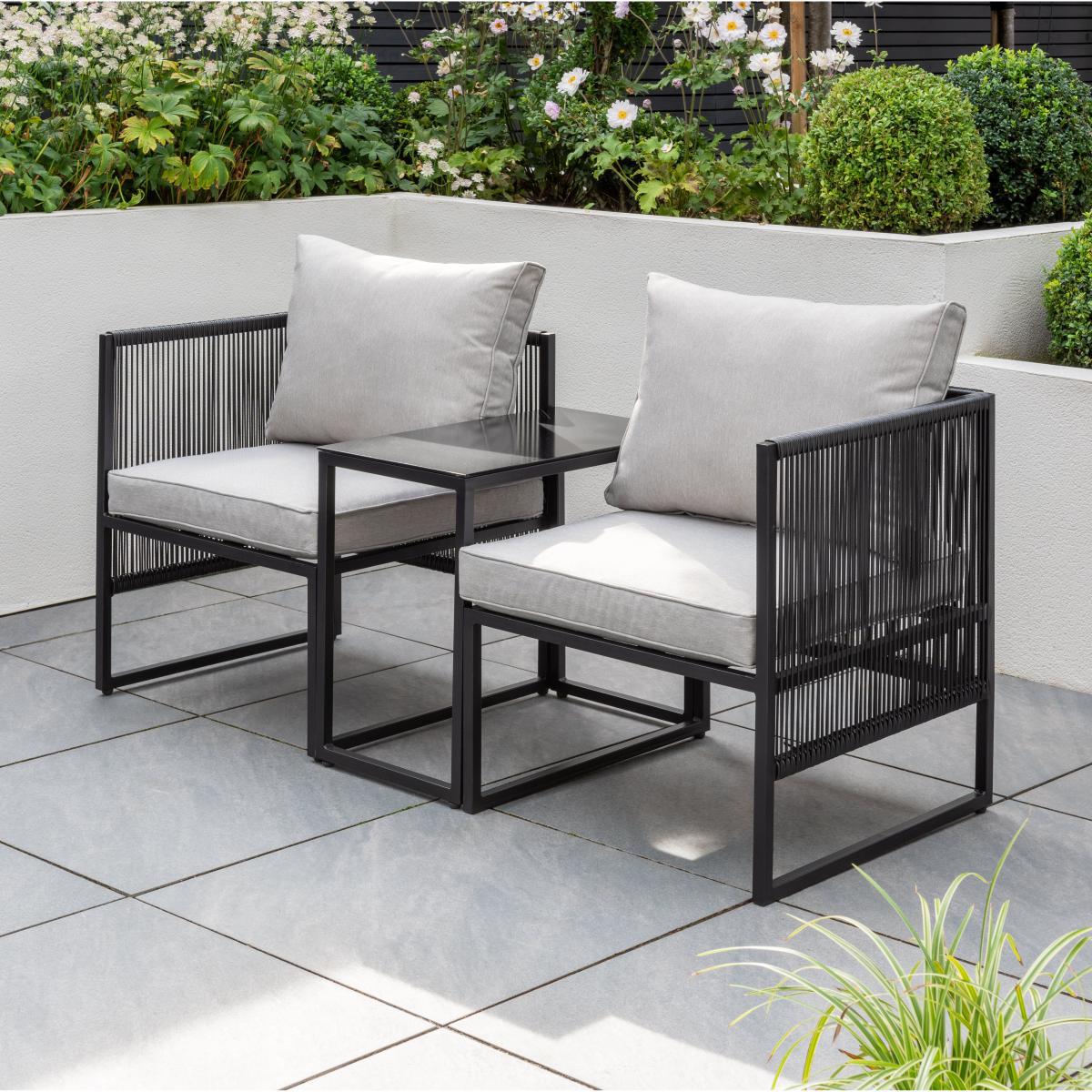 Kubic 2 Seater Balcony Set Black – image 3