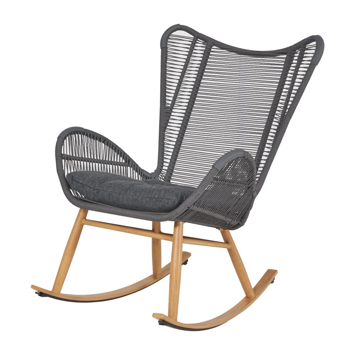 Kingston 3 Piece Rattan Rocker Bistro Set Grey – image 3