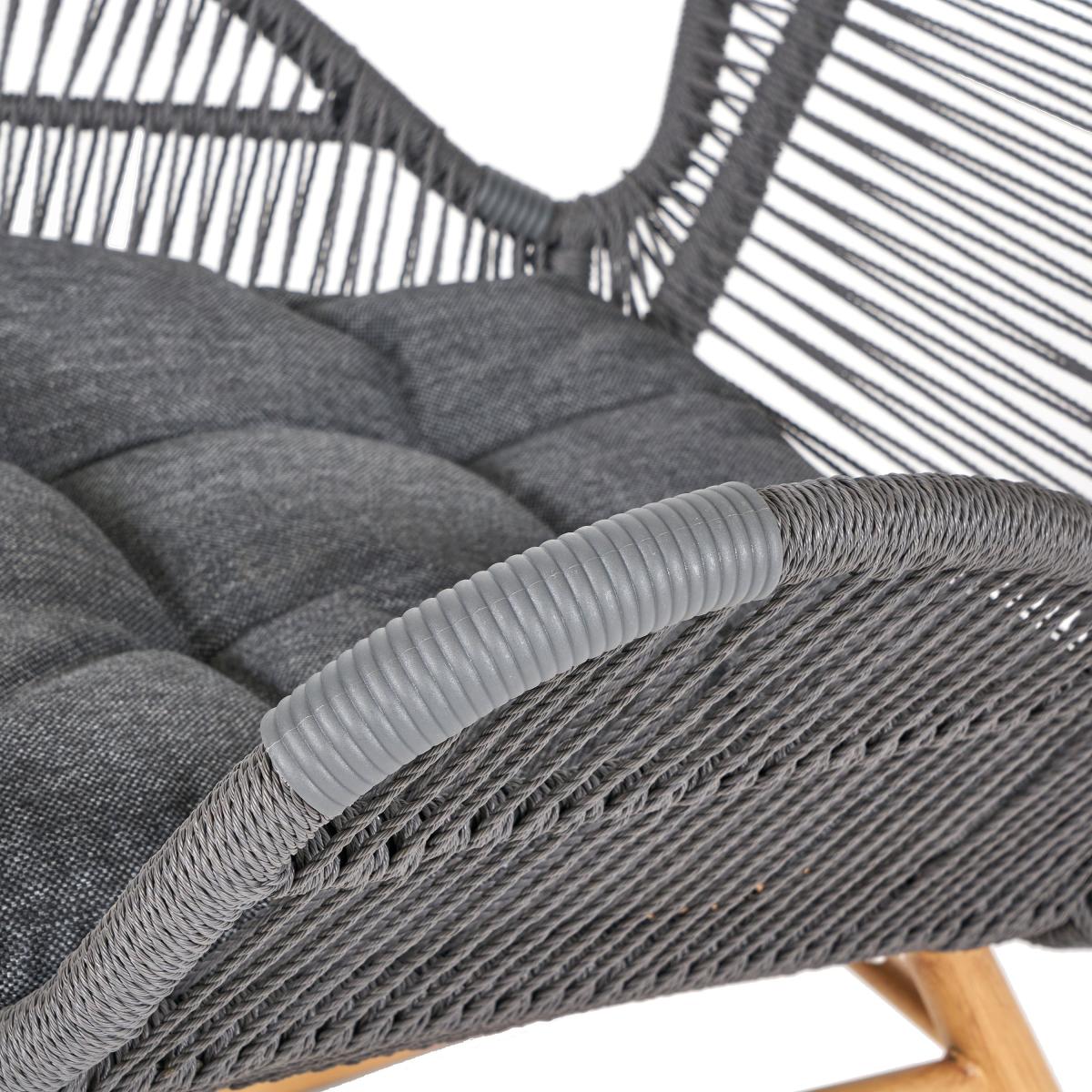 Kingston 3 Piece Rattan Rocker Bistro Set Grey – image 4
