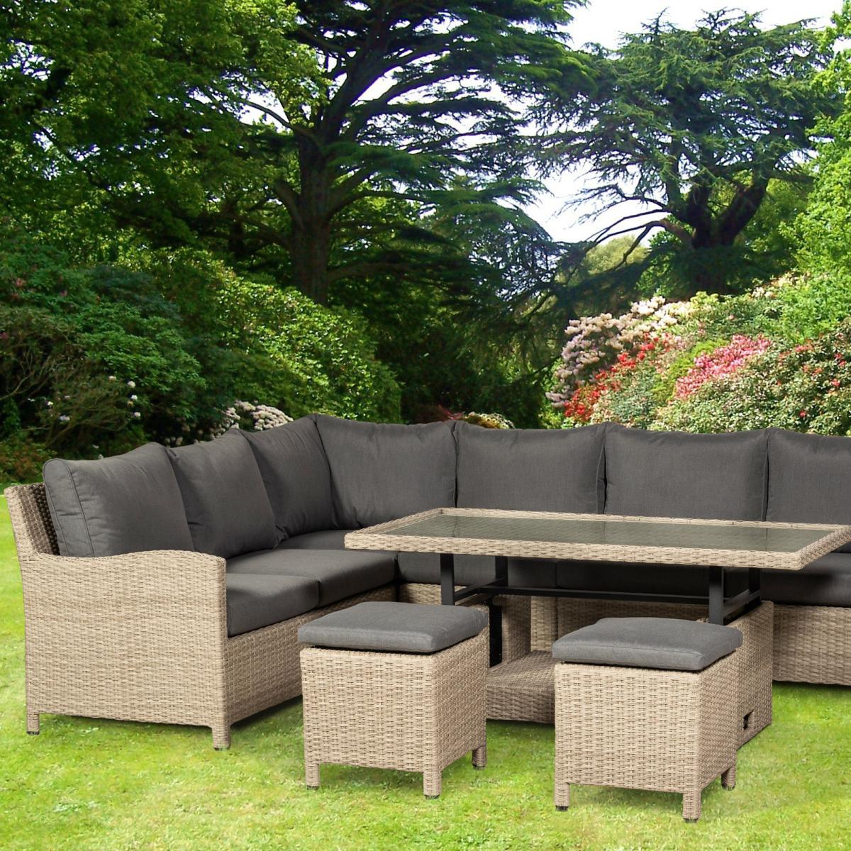 Lisbon 7 Seater Deluxe Modular Corner Dining Set Cream
