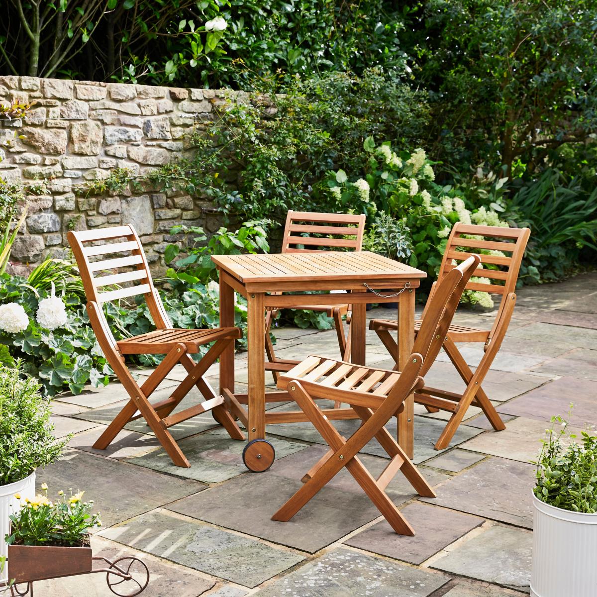 Compact Wooden Folding Dining Set Natural – image 1