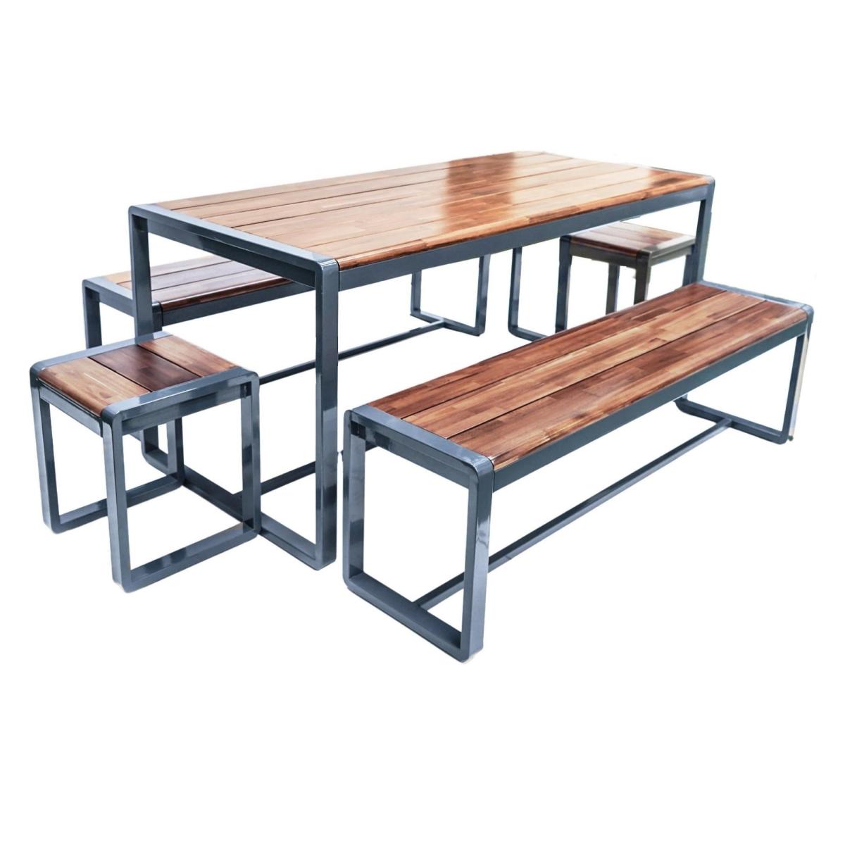 Spitalfields 5-Piece Furniture Set, Acacia Wood Brown/Black – image 3