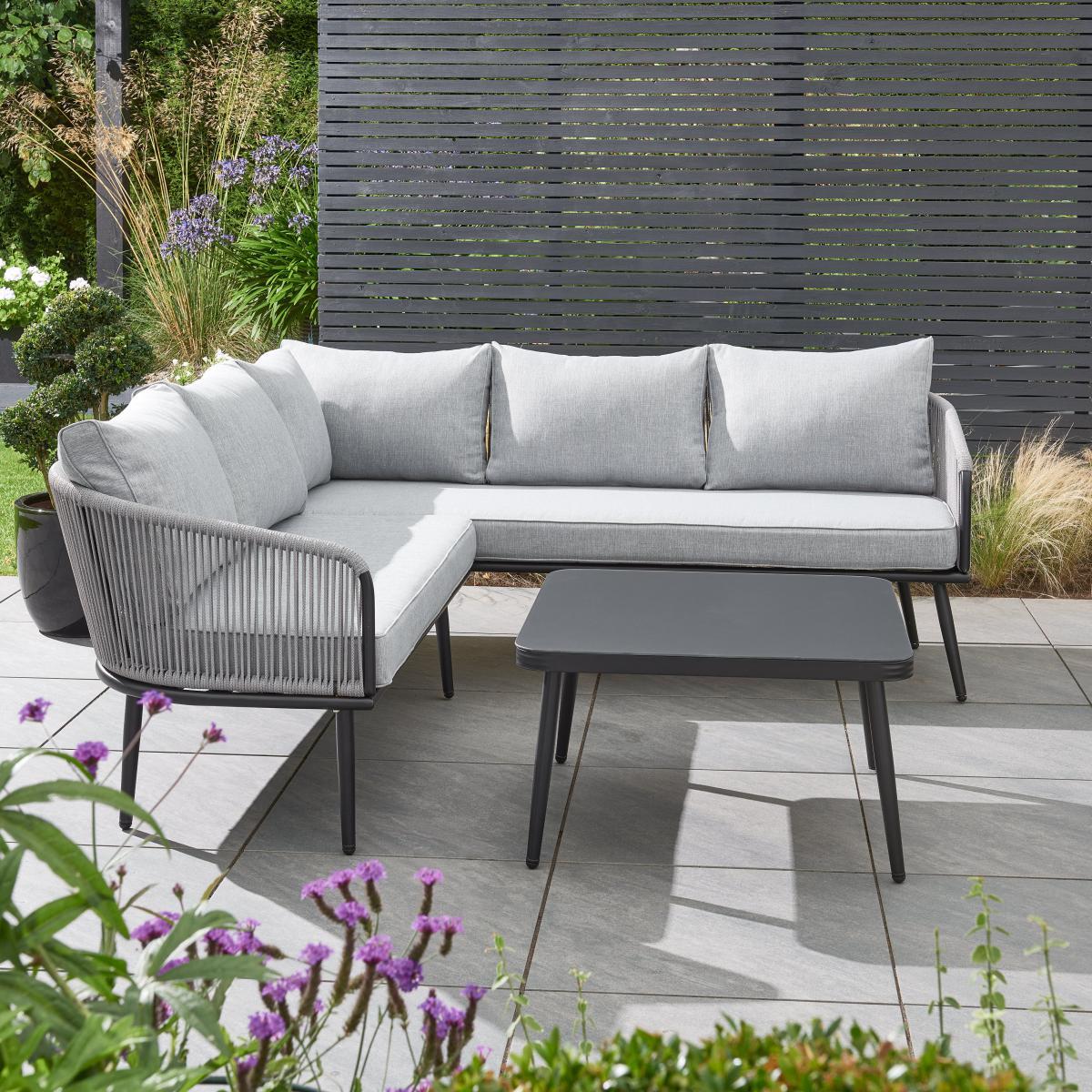 Crescent Corner Sofa Set Grey – image 2