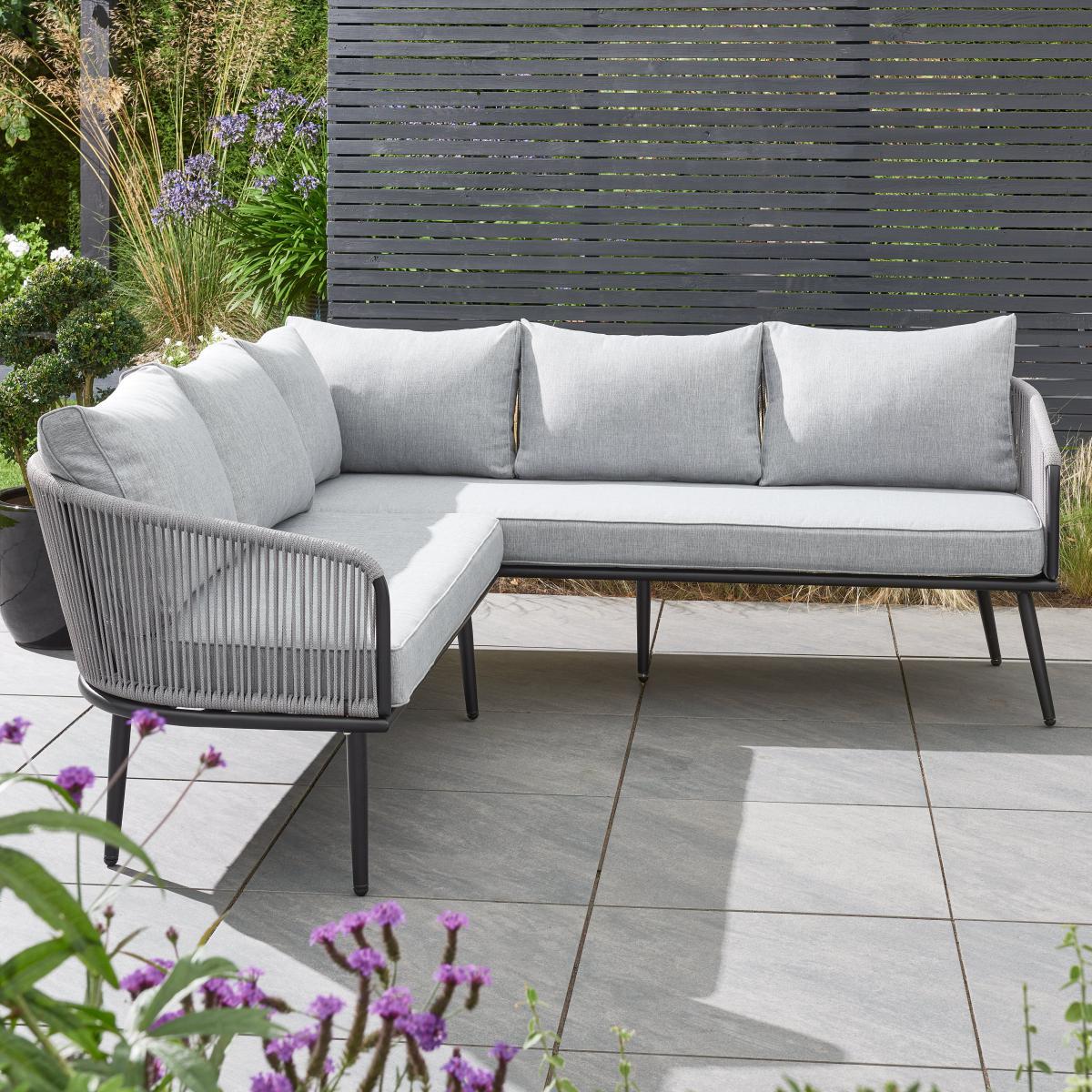 Crescent Corner Sofa Set Grey – image 3