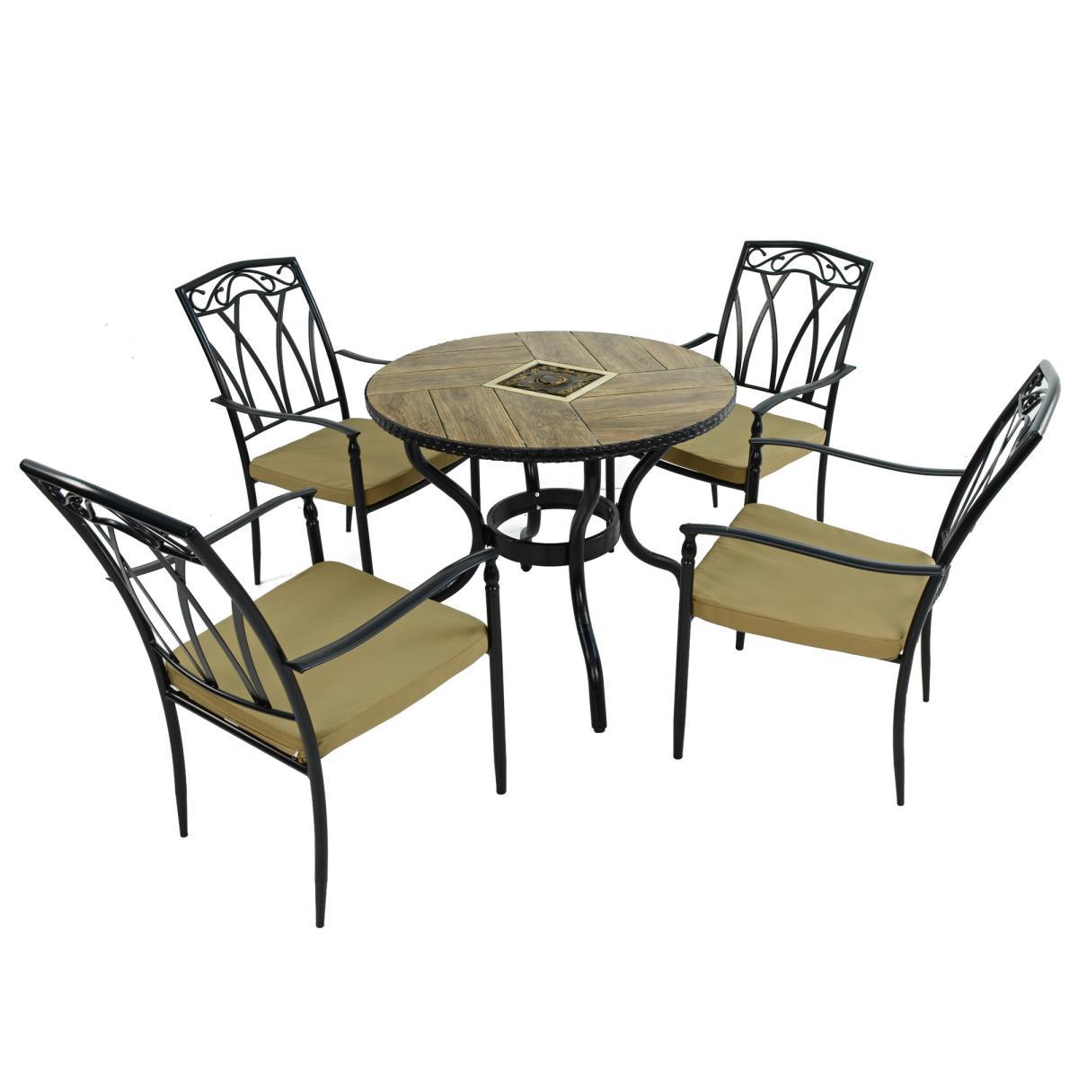 Haslemere Table with 4 Ascot Chairs Set Brown – image 2