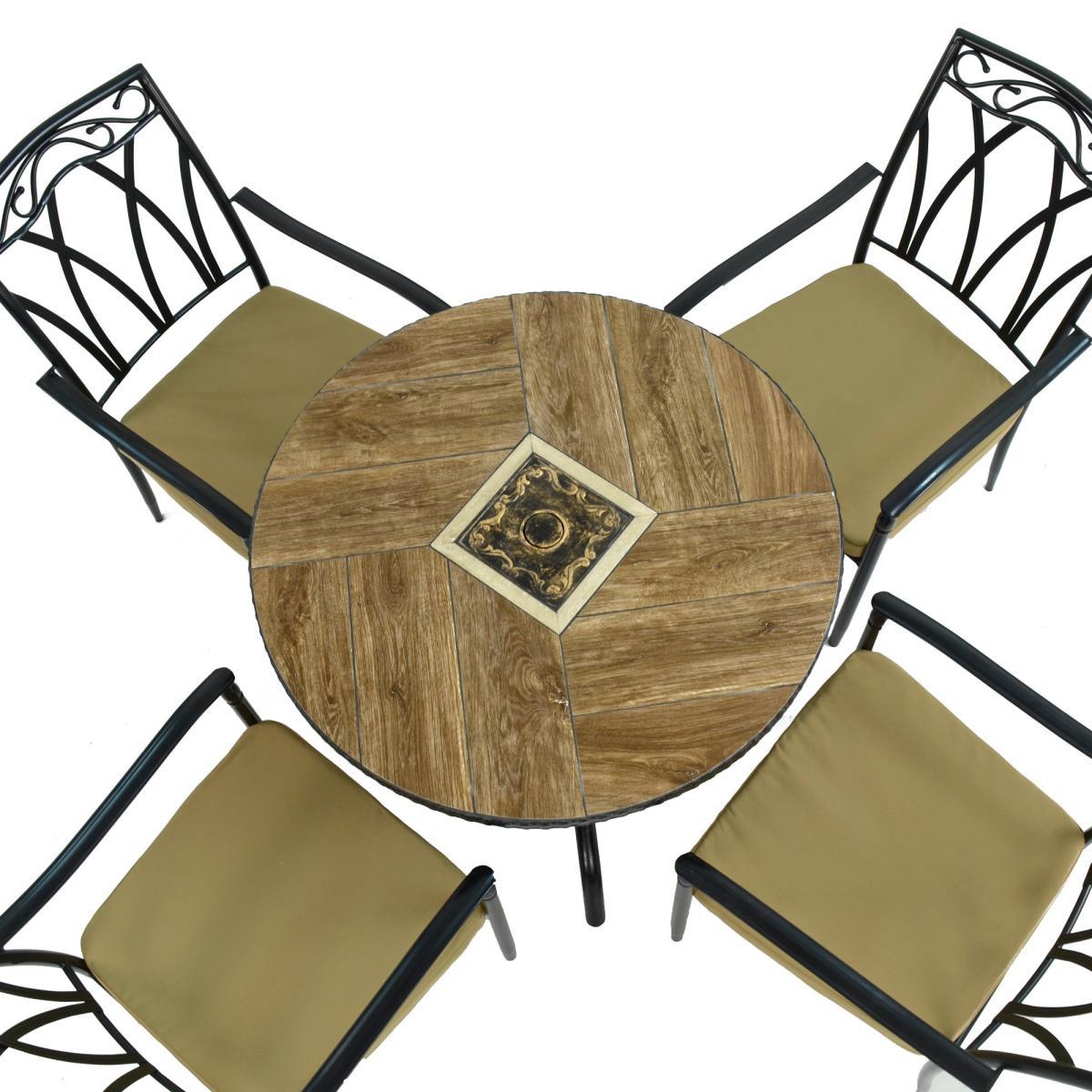 Haslemere Table with 4 Ascot Chairs Set Brown – image 3