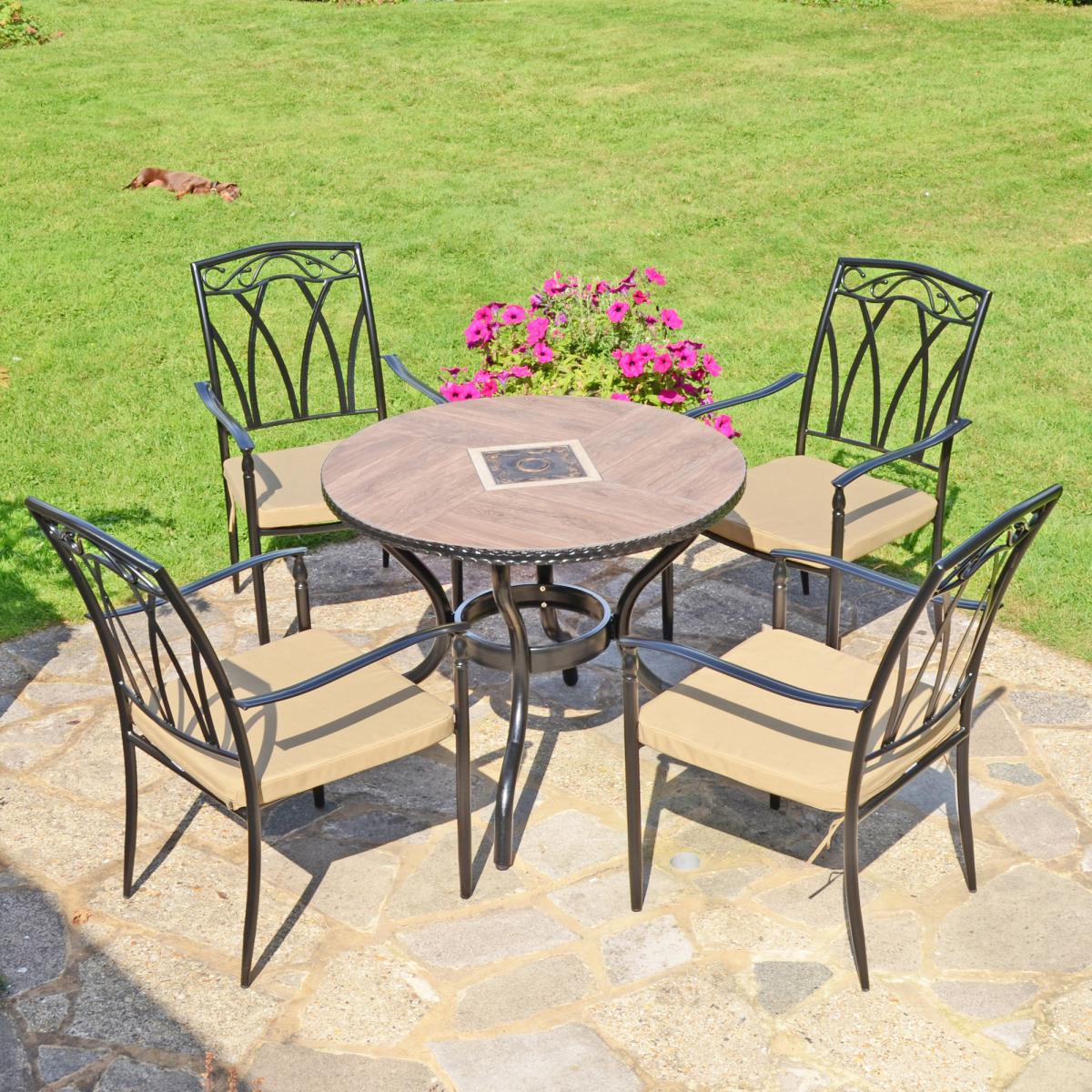 Haslemere Table with 4 Ascot Chairs Set Brown – image 4