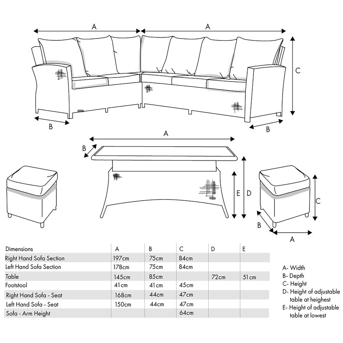 Barbados Long Right Rattan Corner Set Slate (Grey) – image 7