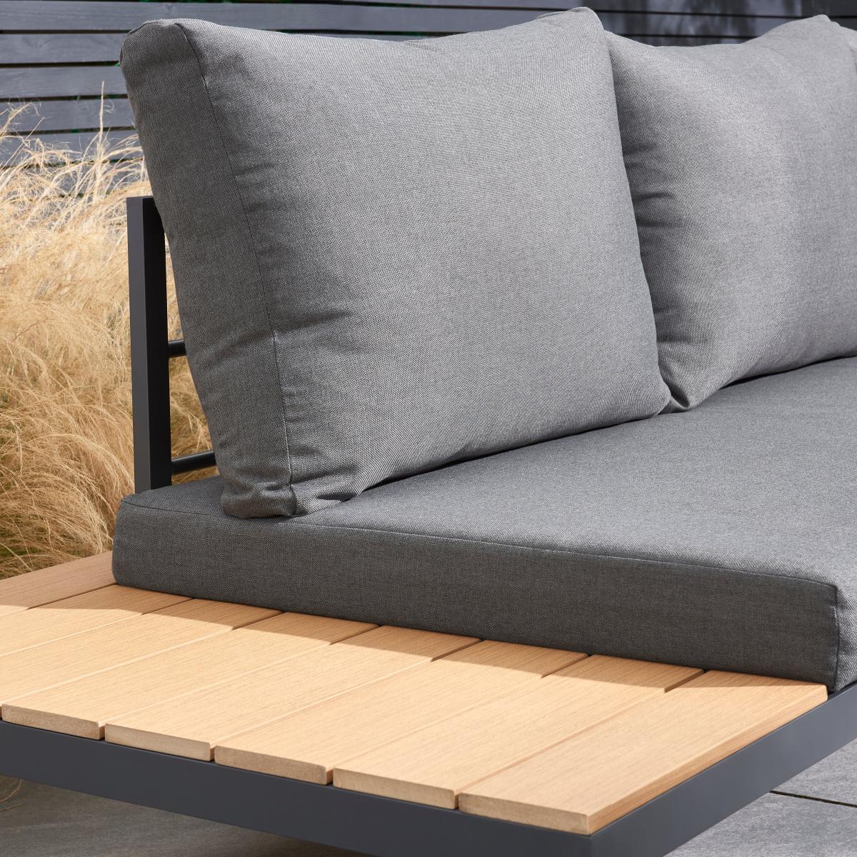 Elements 5 Seater Slatted Wood Corner Sofa Set Grey – image 4