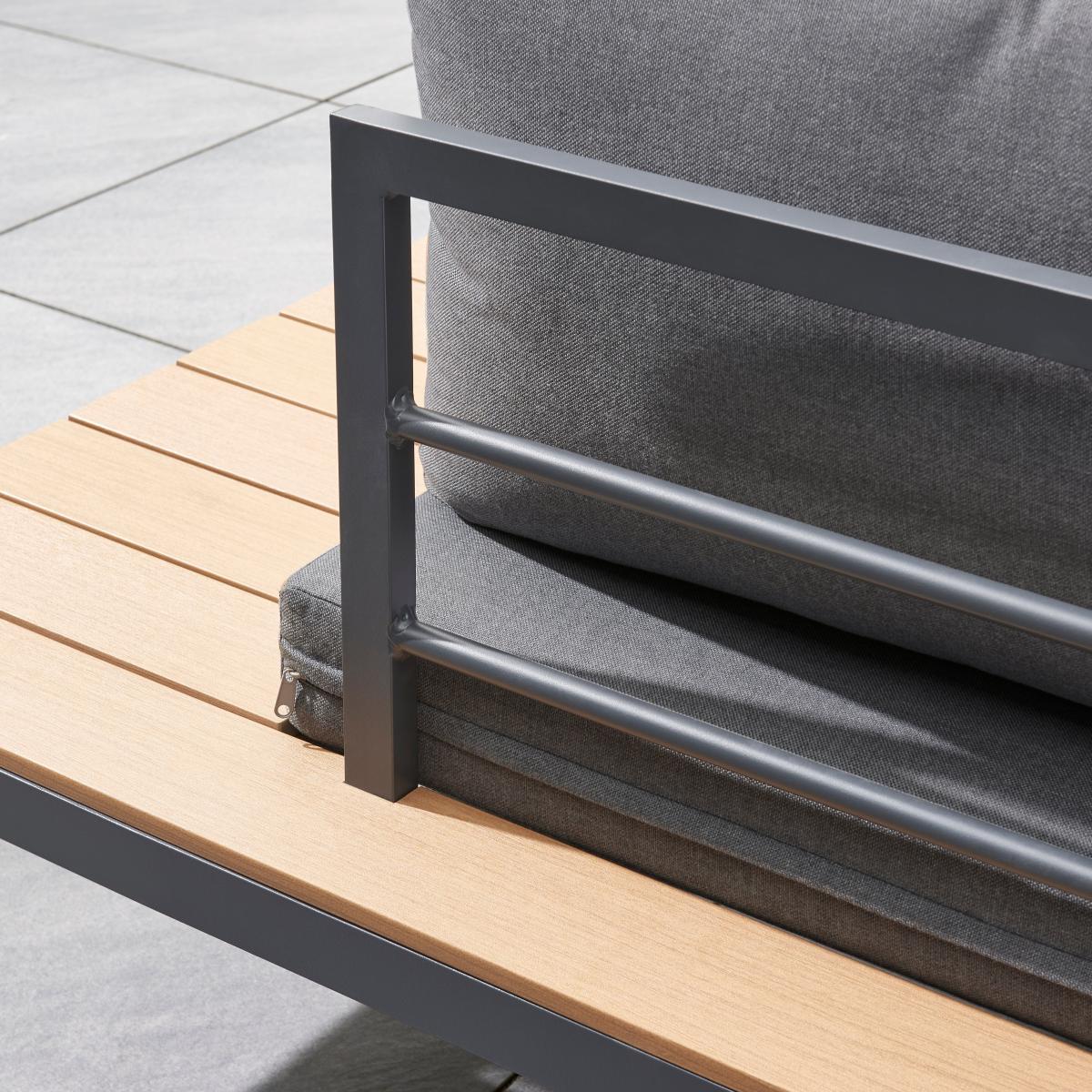 Elements 5 Seater Slatted Wood Corner Sofa Set Grey – image 5