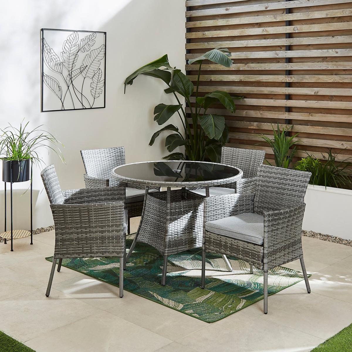 St Lucia Rattan Round Dining Set Grey Grey – image 2