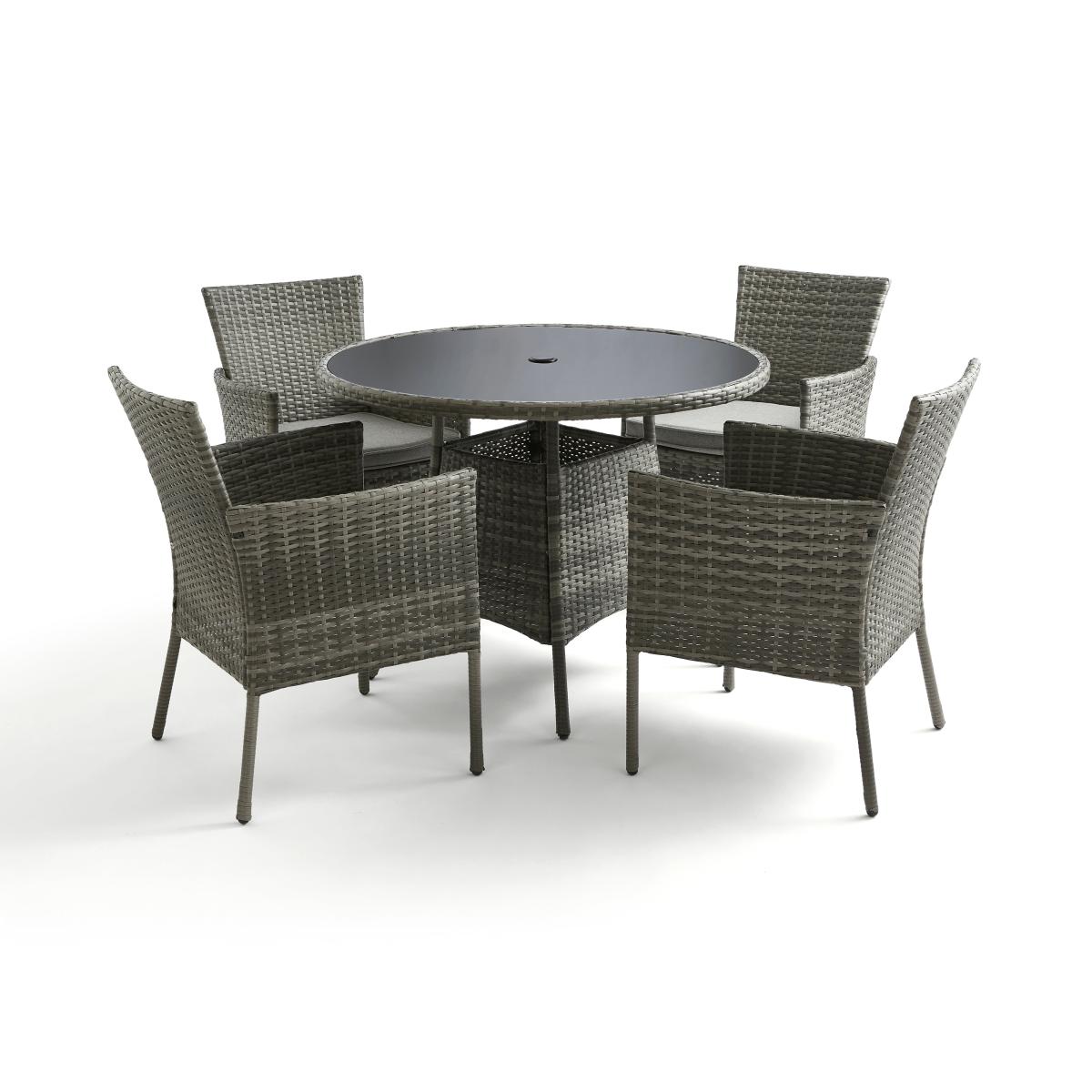St Lucia Rattan Round Dining Set Grey Grey – image 8