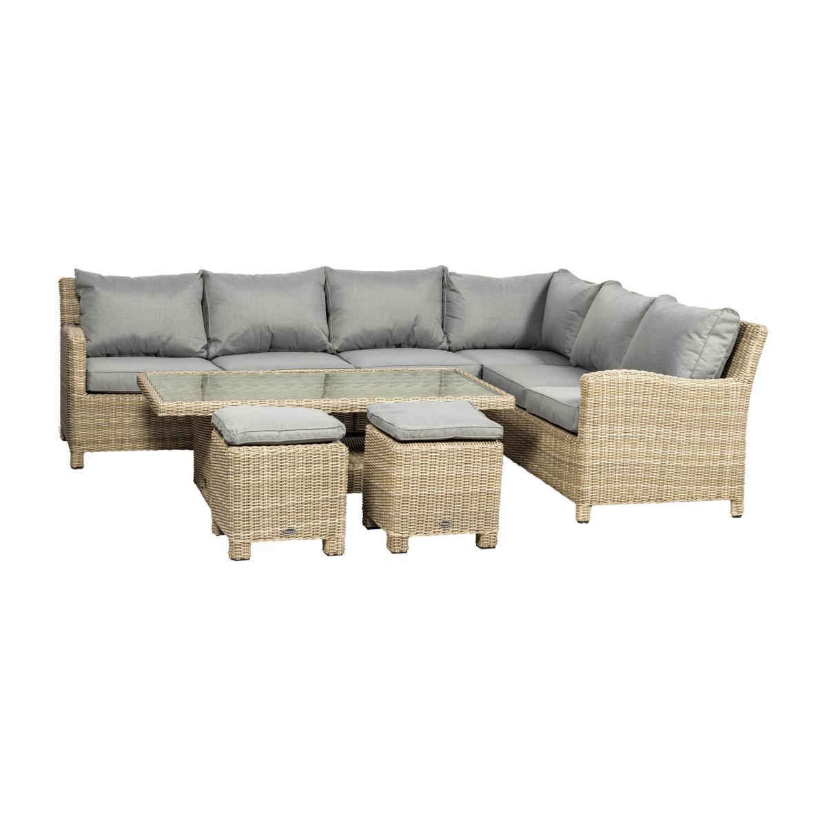Wentworth 8 Seater Deluxe Modular Corner Dining Set Natural