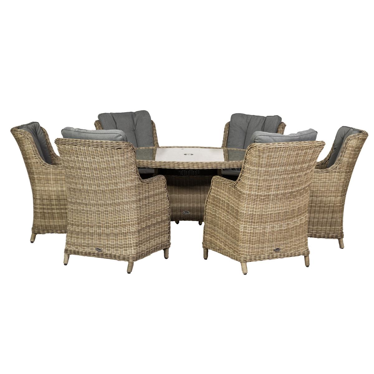 Wentworth 6 Seater Round Highback Comfort Dining Set Natural – image 2