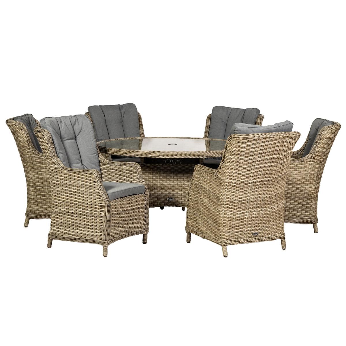 Wentworth 6 Seater Round Highback Comfort Dining Set Natural – image 3