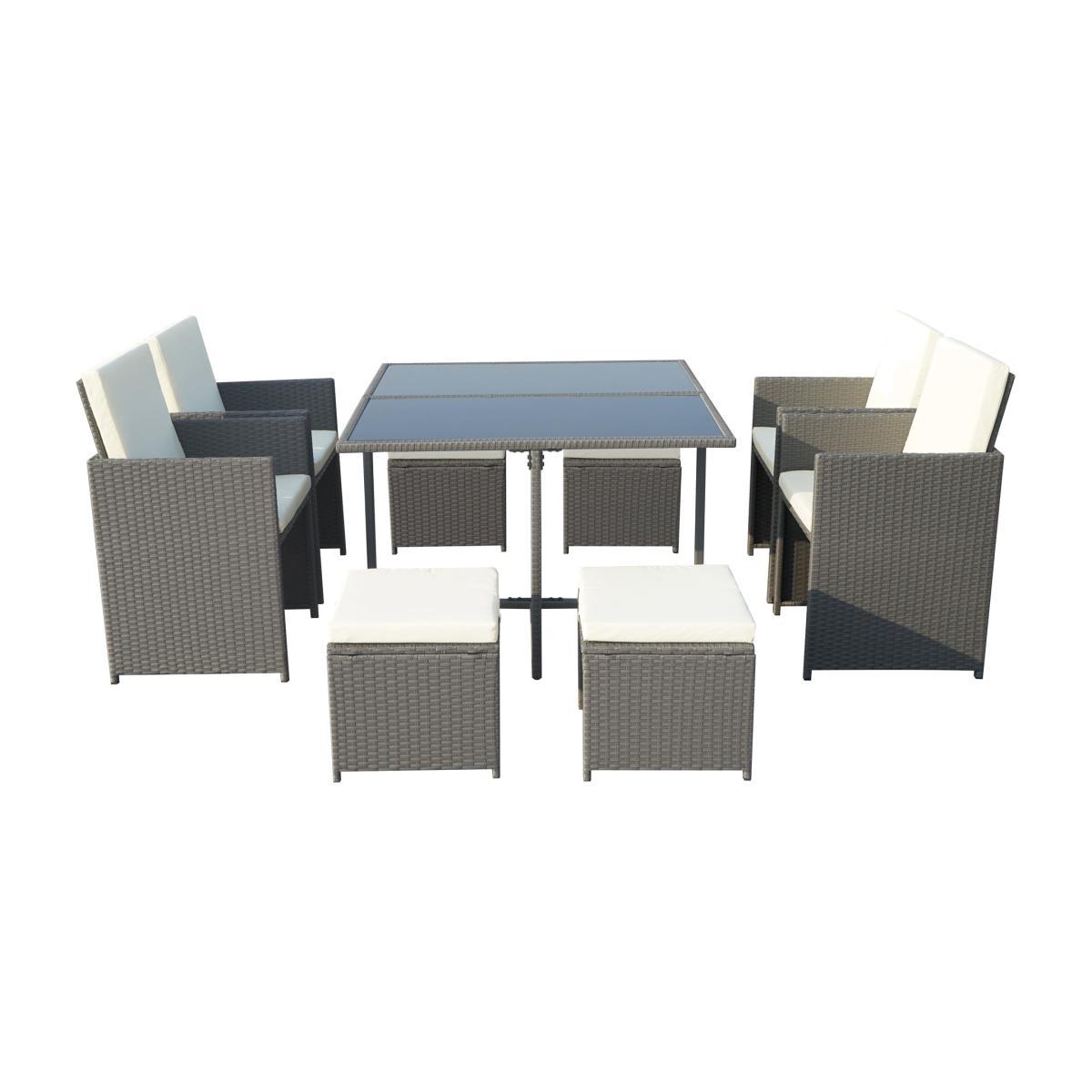 Cannes 8 Seater Grey Cube Set Grey – image 1