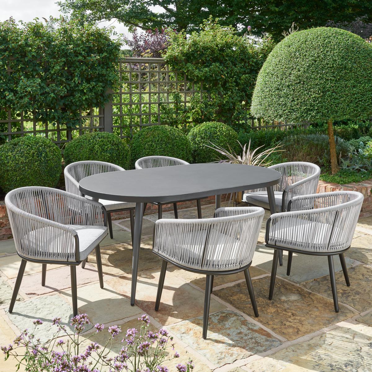 Crescent 6 Seater Dining Set Grey – image 2
