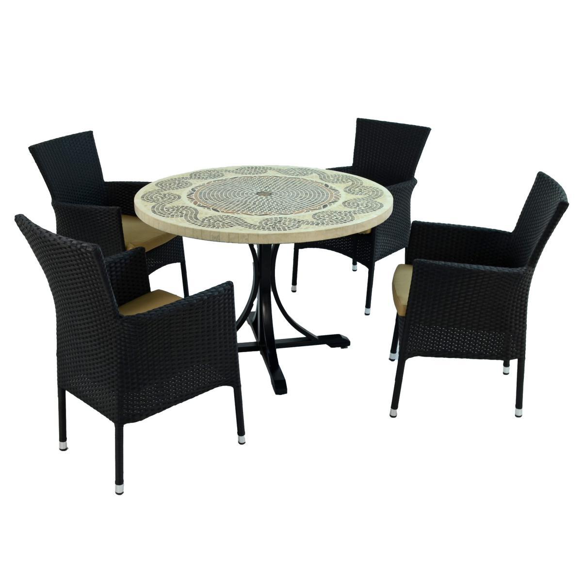 Avignon Dining Table with 4 Stockholm Black Chairs Set Natural – image 4
