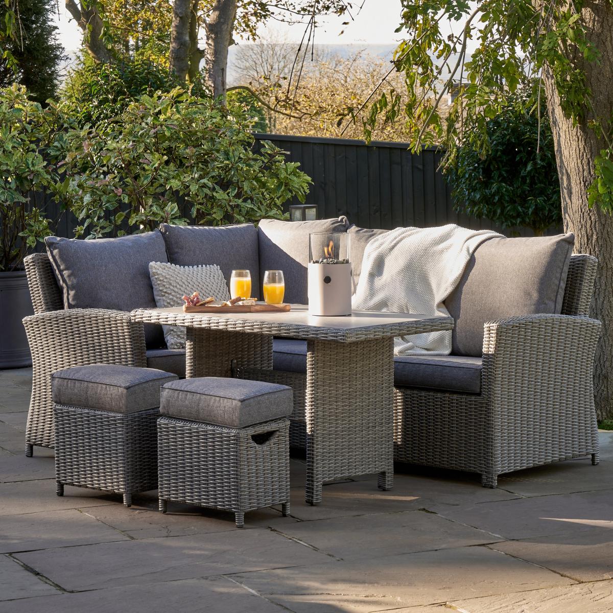 Barbados Compact Rattan Corner Set Slate (Grey) – image 1