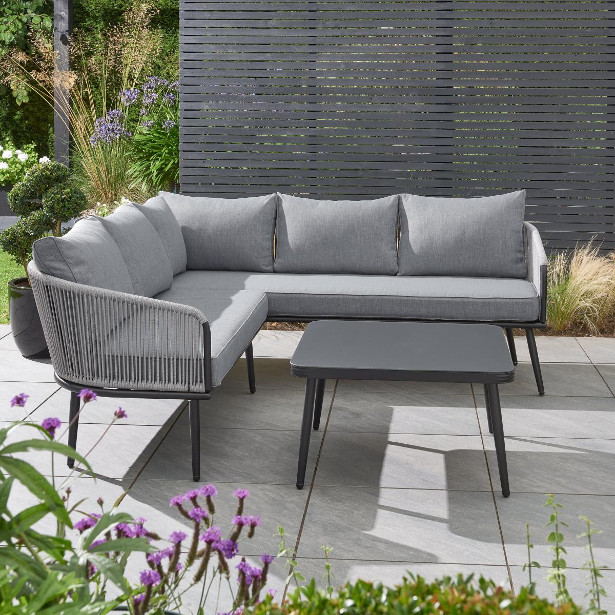 Crescent 5 Seater Corner Sofa Set Grey – image 2