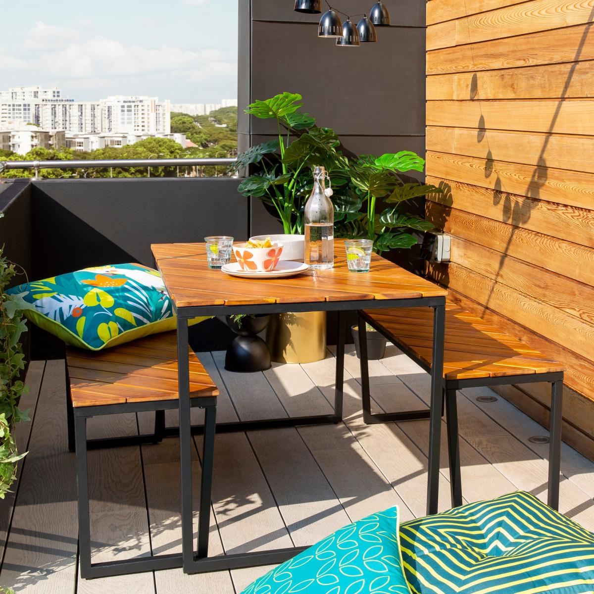 Elements 4 Seater Compact Wooden Dining Set Brown – image 2