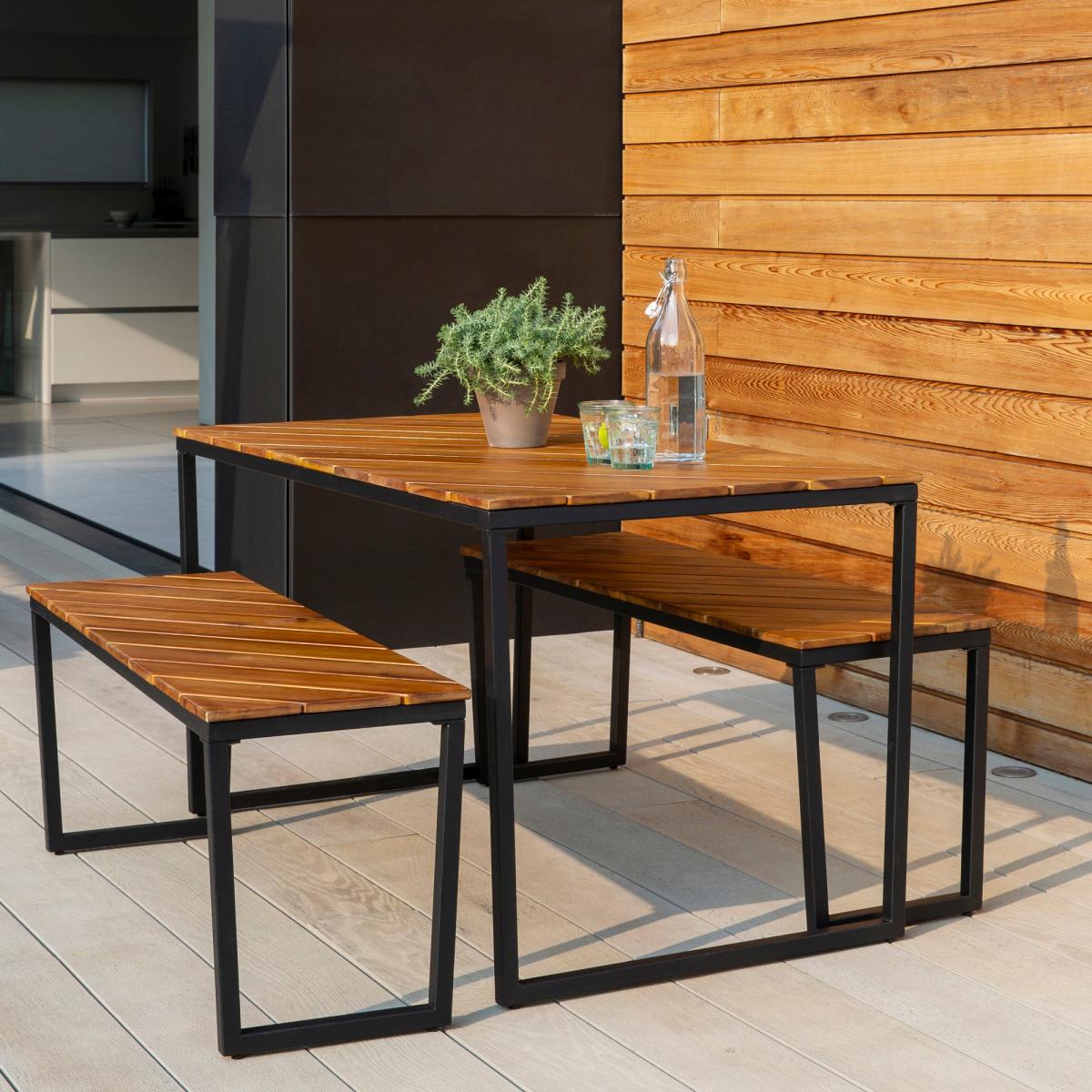 Elements 4 Seater Compact Wooden Dining Set Brown – image 1