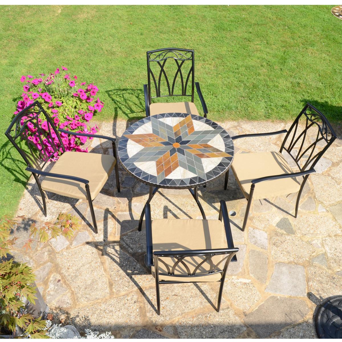 Memphis 91cm Patio Table with 4 Austin Chairs Set Green – image 2