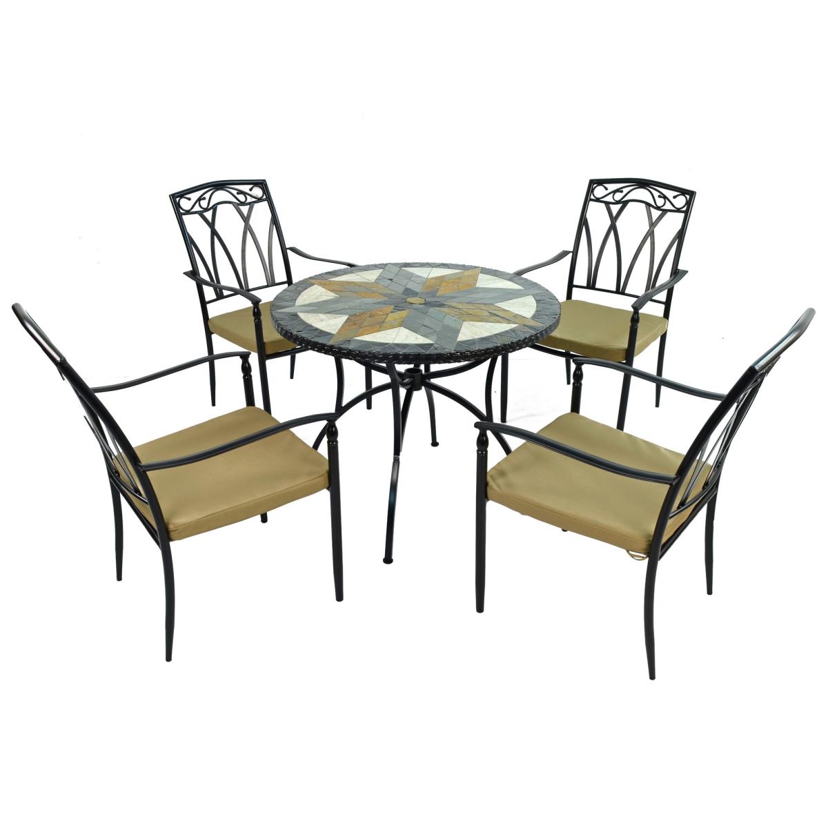 Memphis 91cm Patio Table with 4 Austin Chairs Set Green – image 3