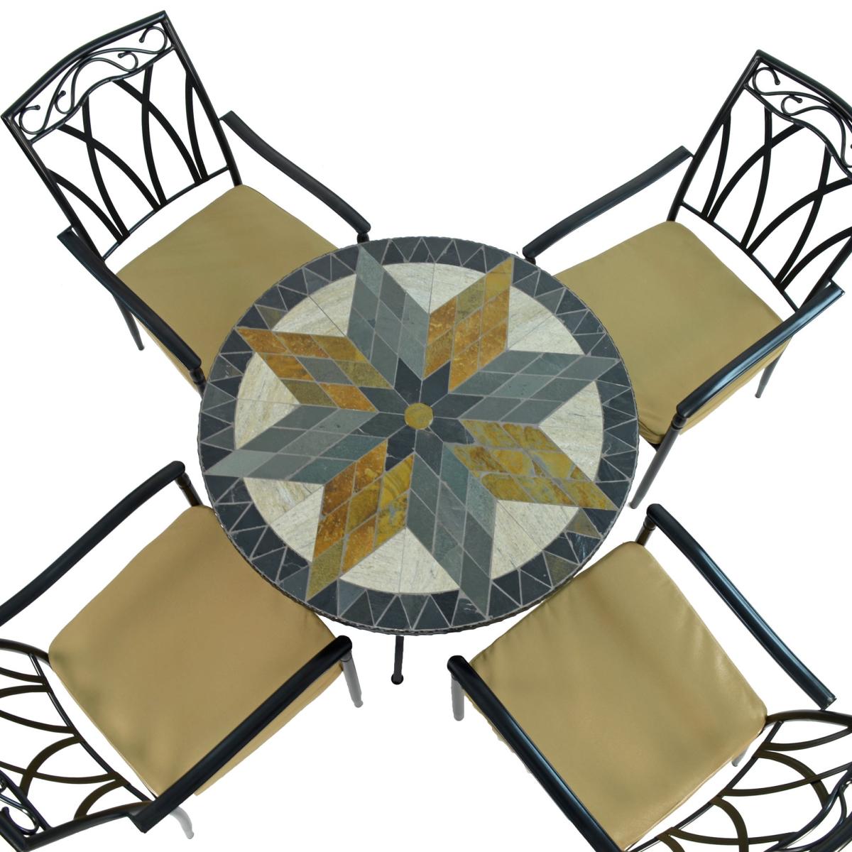 Memphis 91cm Patio Table with 4 Austin Chairs Set Green – image 4