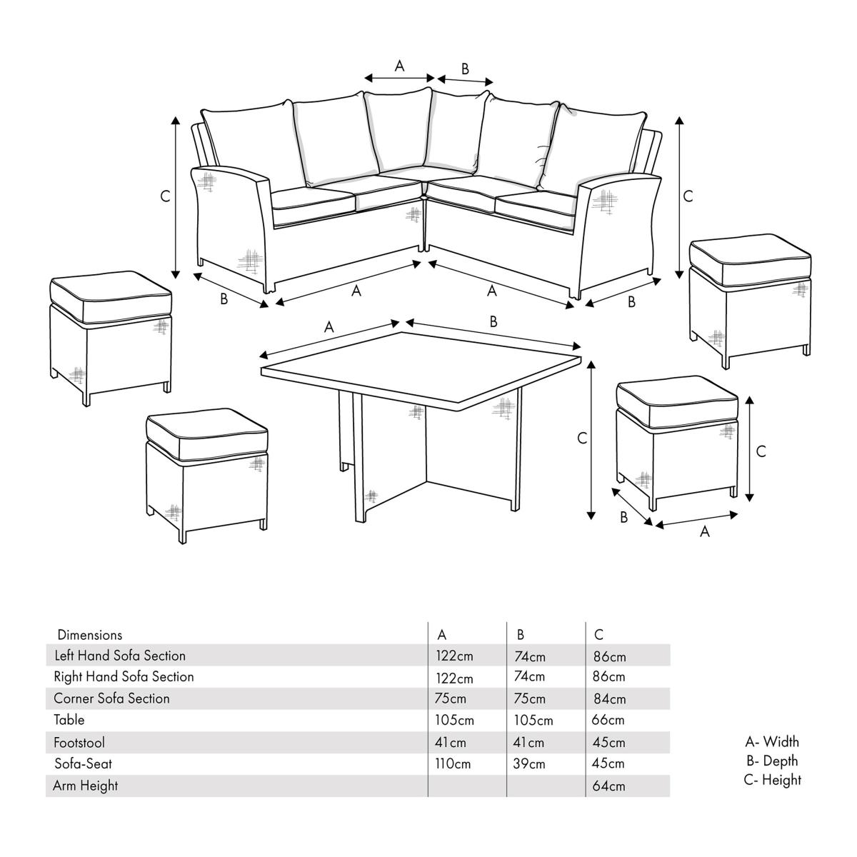 Barbados Rattan Square Corner Seating Set Slate (Grey) – image 6