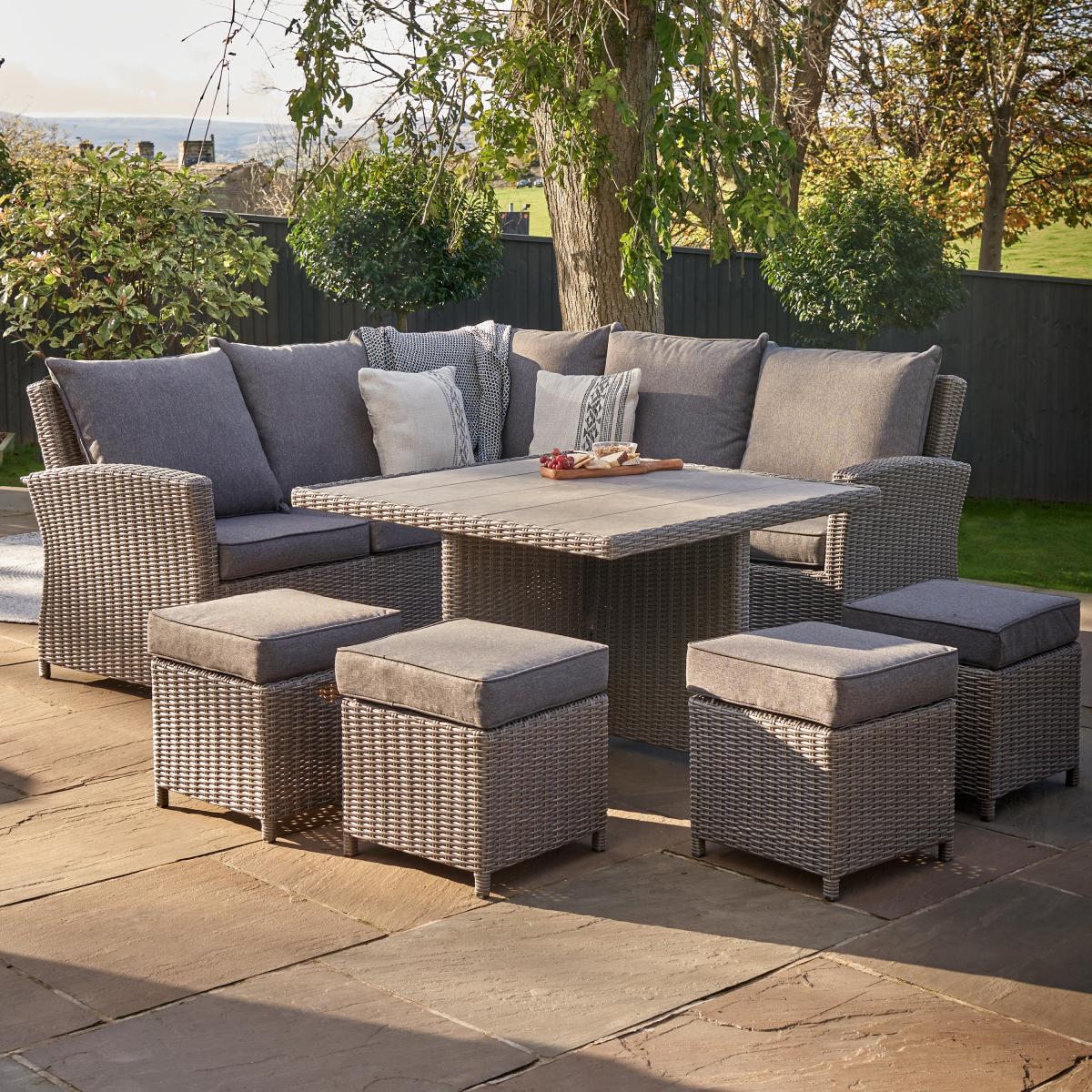 Barbados Rattan Square Corner Seating Set Slate (Grey) – image 1