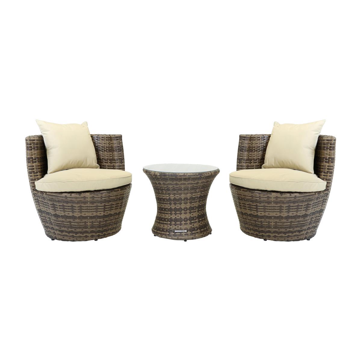 Rattan 2 Seater Natural Bistro Set Natural – image 1