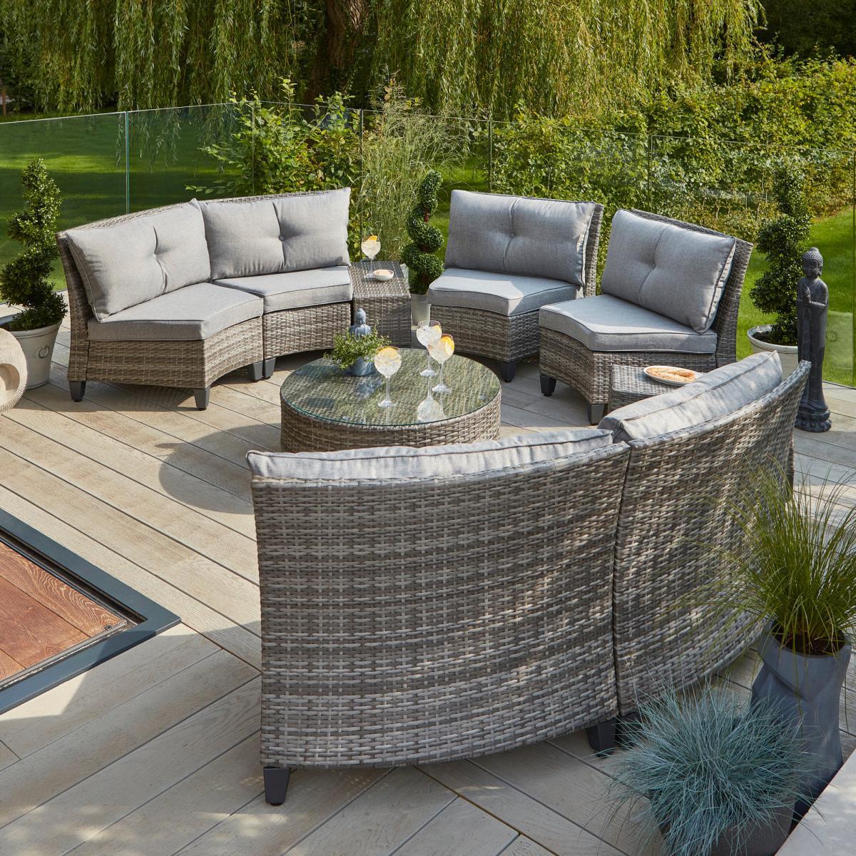 Cancun 6 Seater Grey Half Moon Sofa Set Light Grey – image 3
