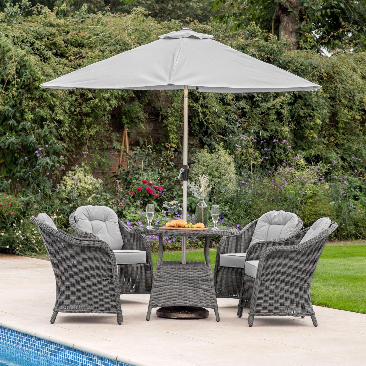 Granville Grey 4 Seater Round Dining Set Grey – image 2