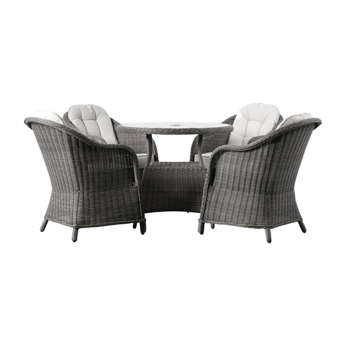 Granville Grey 4 Seater Round Dining Set Grey – image 1