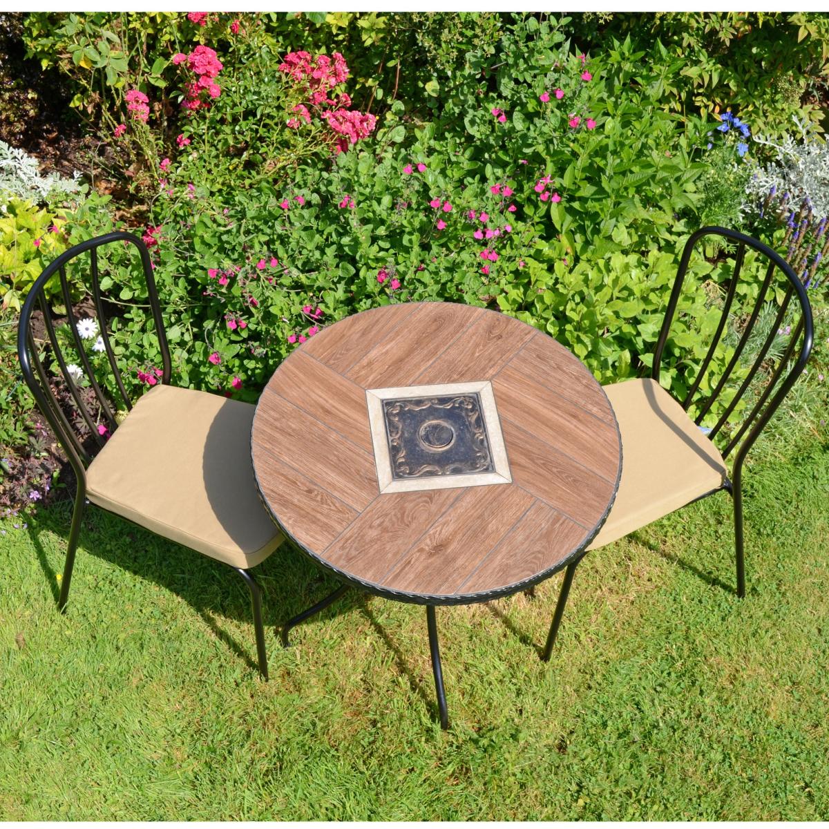 Harrison 71cm Bistro Table with 2 Milton Chairs Set Brown – image 2