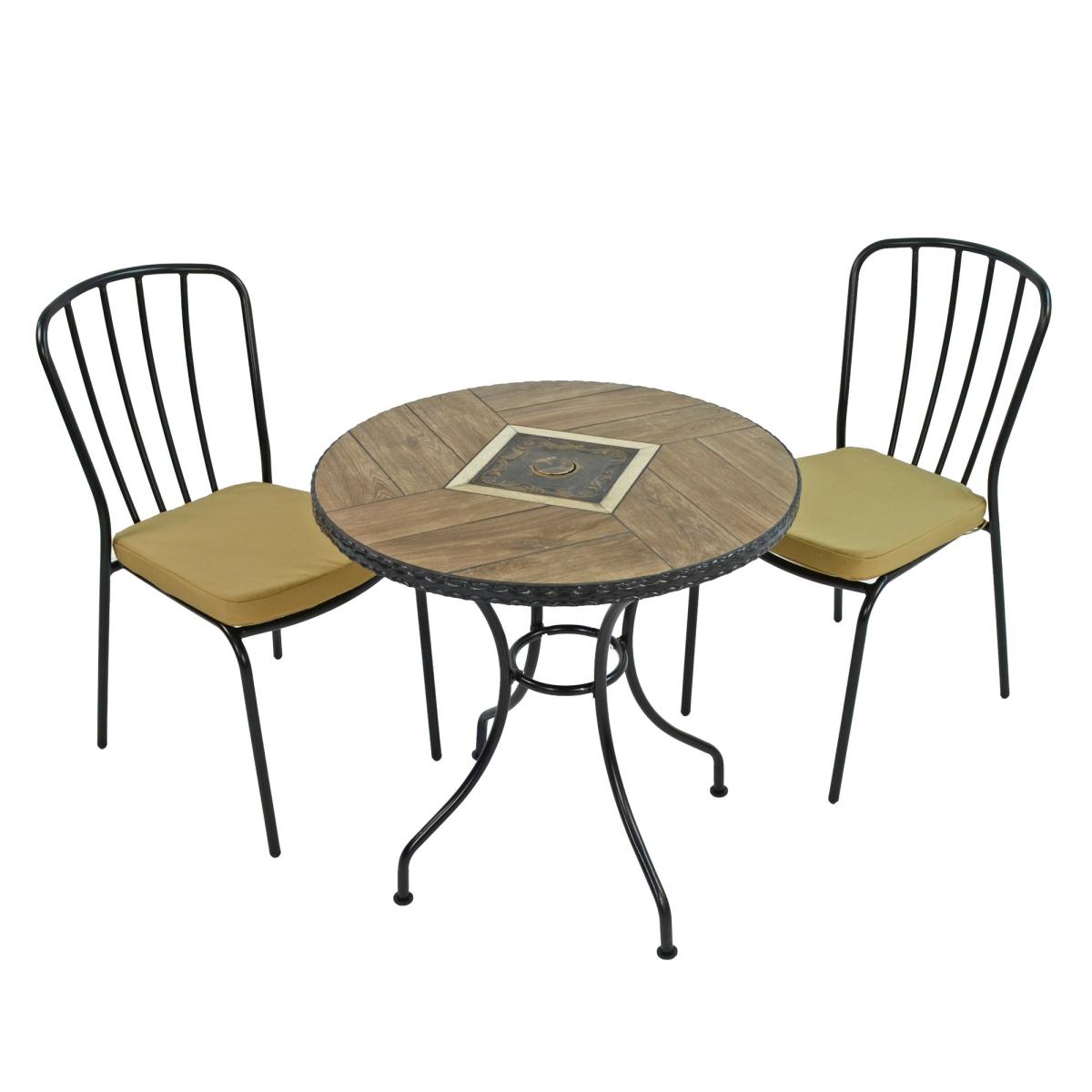 Harrison 71cm Bistro Table with 2 Milton Chairs Set Brown – image 4