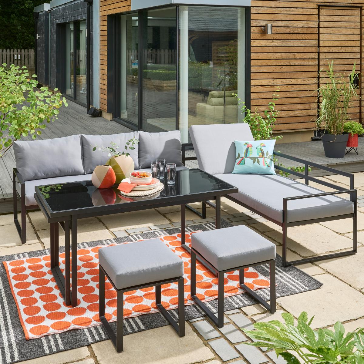 Elements Black Corner Sofa Dining Set Black – image 2