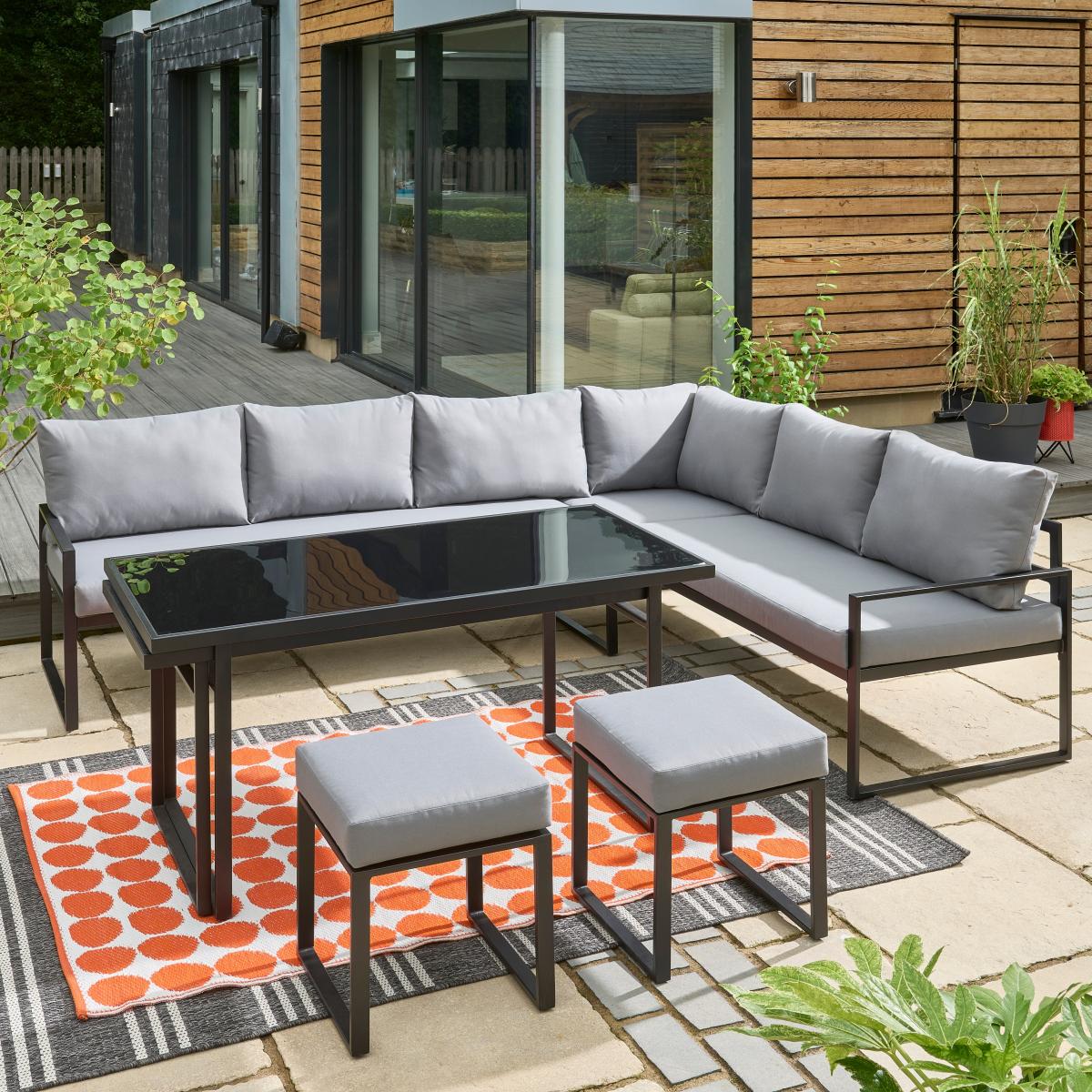 Elements Black Corner Sofa Dining Set Black – image 3