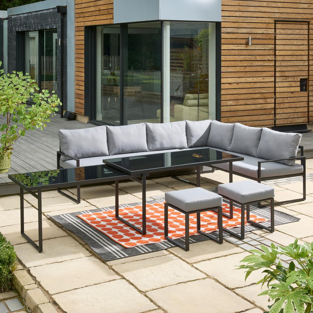 Elements Black Corner Sofa Dining Set Black – image 4